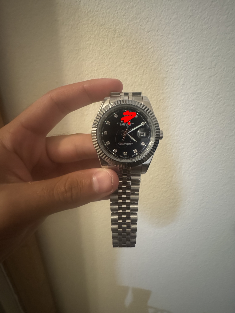 Stainless Steel Men's Wristwatch with Black Dial